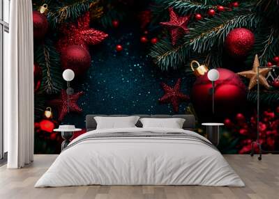 background with christmass decoration Wall mural