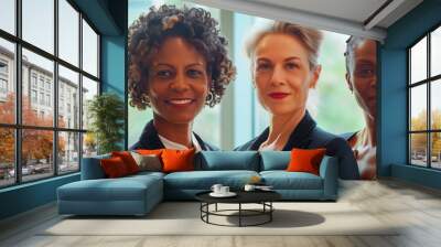 business businesswoman office mature middle aged group woman portrait corporate manager black businessperson teamwork team partner Wall mural