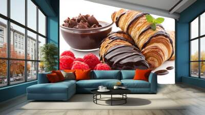 chocolat croissant, isolated white Wall mural