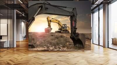 Heavy varied rental machinery for construction, essential and necessary Wall mural