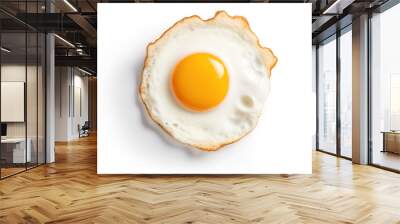 Fried egg isolated on white background. Top view Wall mural