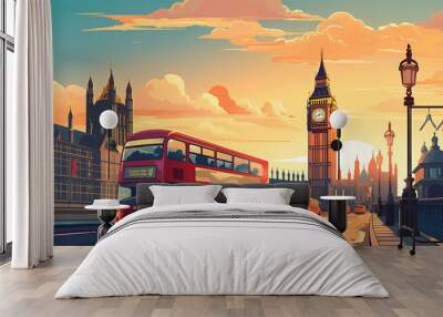 london background for social media. illustration  Wall mural