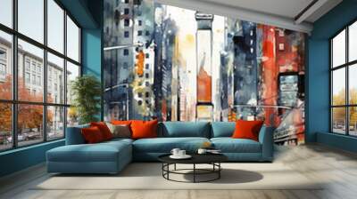 new York watercolor style. travel. vacations.  Wall mural