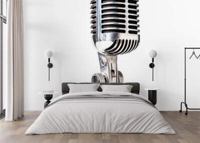 PNG. Vintage metal microphone on transparent background Wall mural