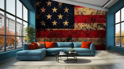 rough american flag Wall mural