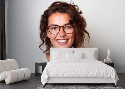 smiling European woman in her 30s. white background Wall mural