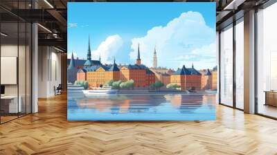 Stockholm background for social media, illustration Wall mural