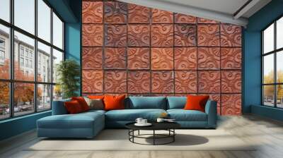 floral pattern clay brick wall Wall mural