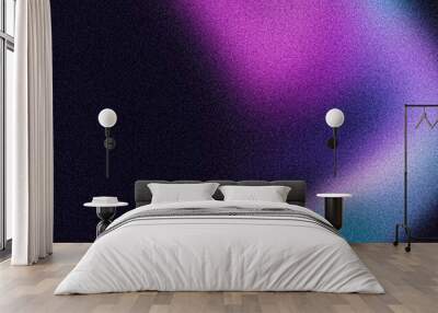 Dark purple blue black abstract grainy background, glowing vibrant color gradient shape, noise texture poster header banner cover design Wall mural