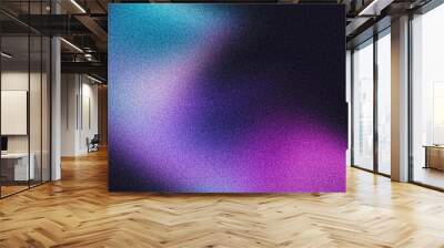 Dark purple blue black abstract grainy background, glowing vibrant color gradient shape, noise texture poster header banner cover design Wall mural