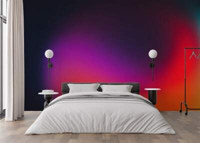 Dark vibrant color gradient poster background, red orange purple blurred swirl on dark, grain texture effect Wall mural