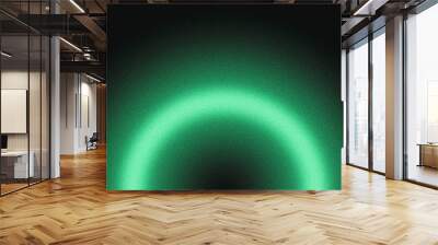 Glowing green light ring black background grainy gradient noise texture poster banner backdrop abstract design Wall mural