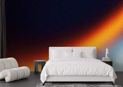 Grainy gradient background, glowing color flow wave, orange blue white yellow black backdrop noise texture abstract banner poster header design Wall mural