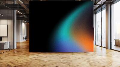 Grainy gradient background, orange blue magenta pink abstract glowing color flow wave black dark backdrop noise texture banner design Wall mural