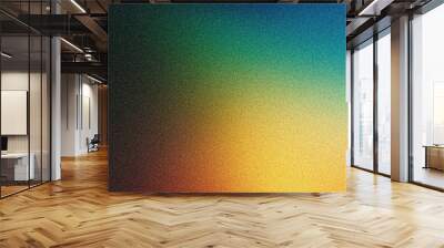 Grainy noisy gradient background, abstract vibrant color shape, glowing rainbow yellow green orange blue black noise texture banner design Wall mural