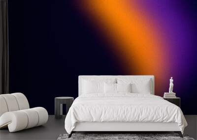 Orange purple vibrant color gradient wave on black background, grainy texture, copy space Wall mural