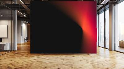 Red glowing abstract color gradient wave shape on black grainy background copy space, minimal wide banner web header cover poster design Wall mural