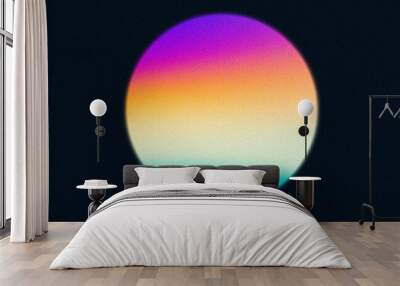 Vibrant rainbow grainy gradient circle purple yellow blue orange abstract retro banner design Wall mural