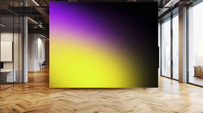 Yellow purple vibrant grainy banner background abstract color flow wave dark noise texture cover poster design copy space Wall mural