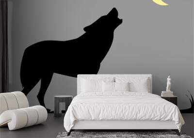 howling wolf two Wall mural