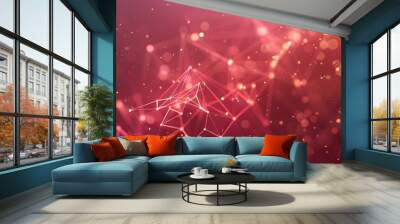 Abstract colorful fiber optic explosion, glowing lines dance in high speed motion, digital art wallpaper Wall mural