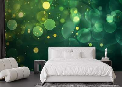 Abstract green water texture wallpaper with rain drops pattern Wall mural