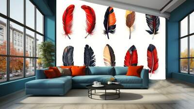 feather isolated on white Wall mural