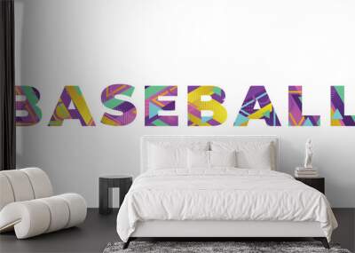 Baseball Concept Retro Colorful Word Art Illustration Wall mural