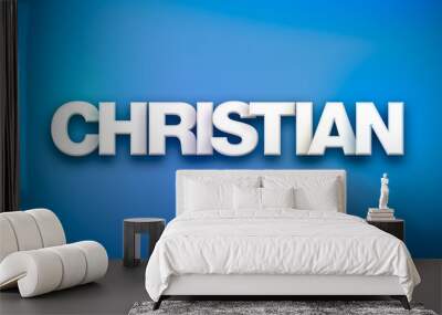 Christian Theme Word Art on Colorful Background Wall mural