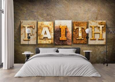 Faith Concept Letterpress Leather Theme Wall mural