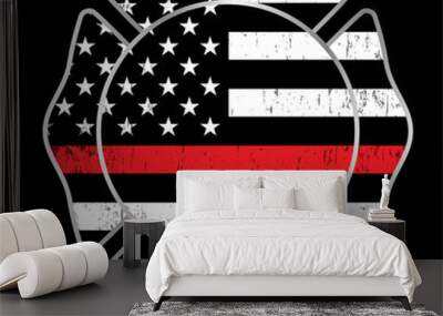 Firefighter Thin Red Line Badge Emblem Illustration Wall mural