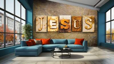 Jesus Concept Letterpress Leather Theme Wall mural