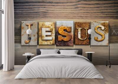 Jesus Concept Letterpress Theme Wall mural