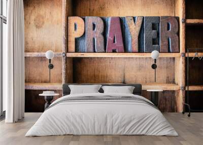 prayer concept wooden letterpress theme Wall mural