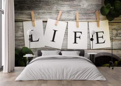 The Word Life Concept Printed on Cards Wall mural