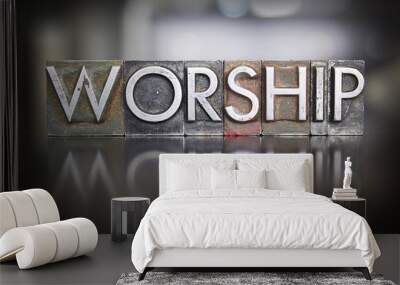 Worship Letterpress Wall mural