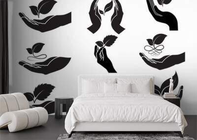 leaf in hand icon Wall mural