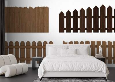 set of wooden fence vector Wall mural