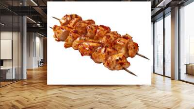 Highly realistic advertising photo of a juicy chicken pork beef isaw stick isolated on transparent background Wall mural