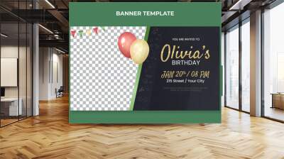 Birthday invitation banner template. Suitable for birthday celebration and anniversary event Wall mural