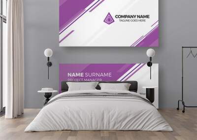 Creative purple and white business card design template Wall mural