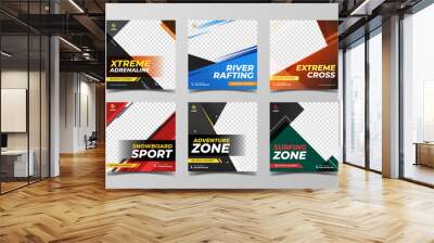 Extreme sport square banner template. Promotional banner for social media post, flyer and web banner Wall mural