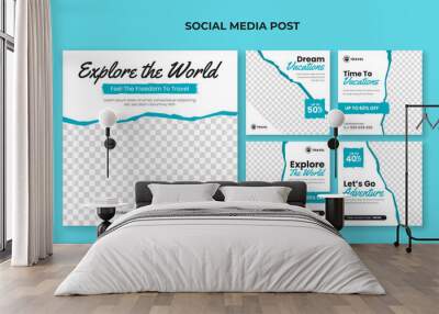 Holiday tour and travel banner for social media post template Wall mural