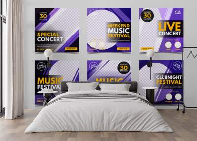 Music event square banner for social media post template Wall mural