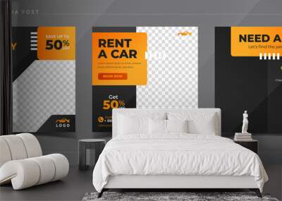 Rent car banner for social media post template Wall mural