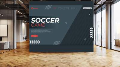 Sport landing page template. Soccer game Wall mural