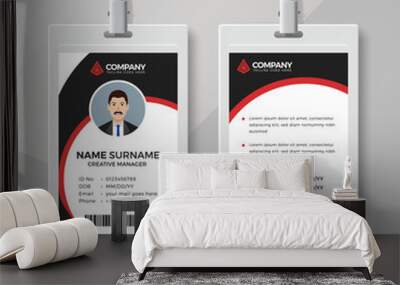 Stylish ID card design template with red details Wall mural