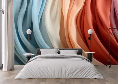 A vibrant peach fabric bursts with abstract colors, evoking a sense of playful energy and modern style Wall mural