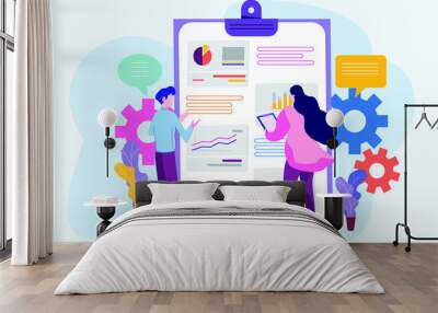 Plan, goal and successful business strategy. Vector illustration Wall mural