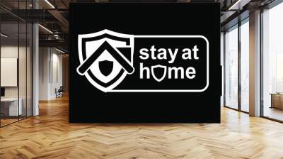 stay at home icon logo with house and shield image Wall mural